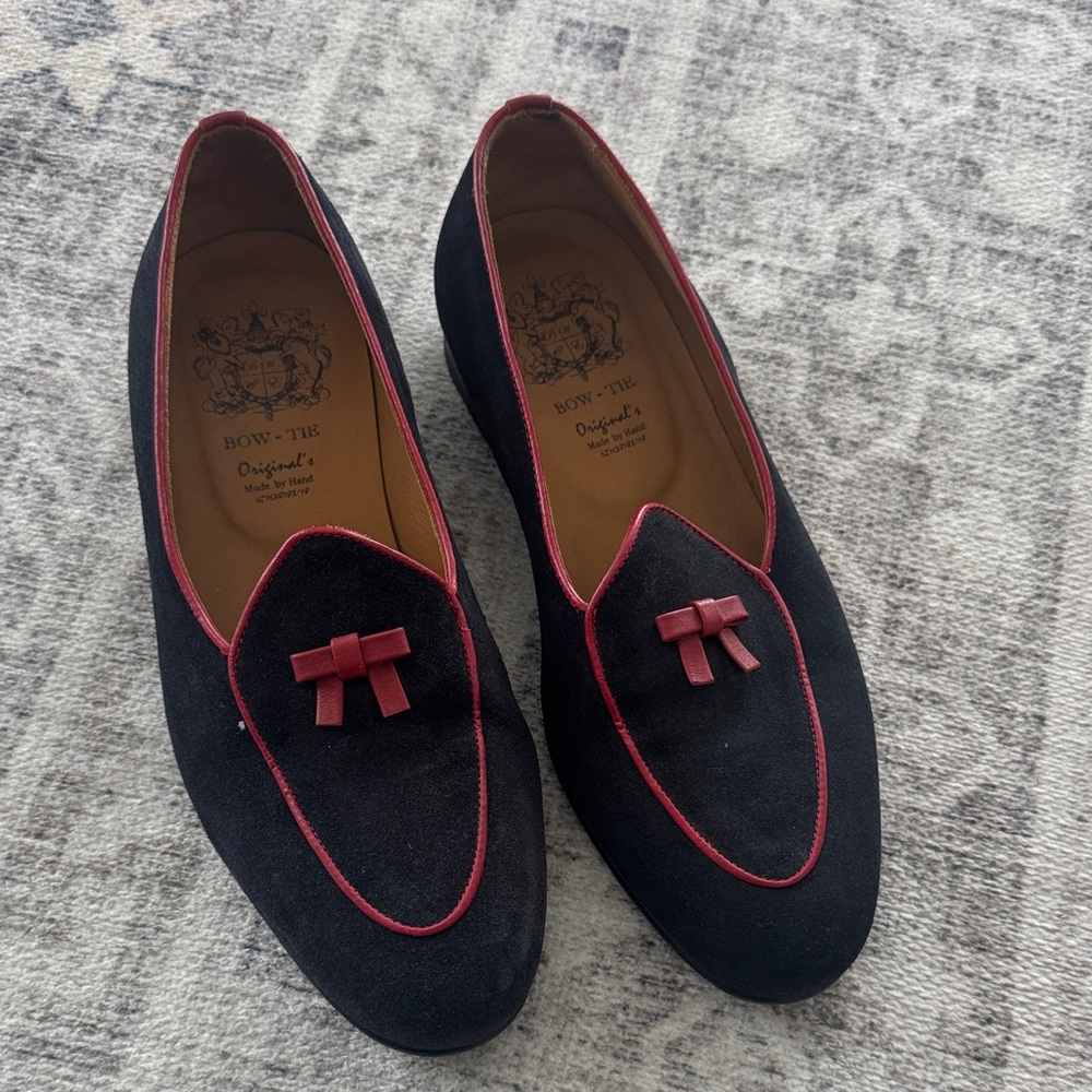 Bow Tie The Original’s Men Loafer Navy Blue and Red Slip On Shoe